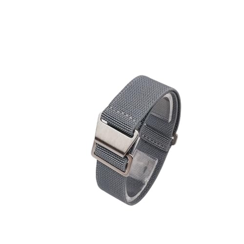 ZIYIWANG Das elastische Nylonband ist mit Bandanstößen von 18 mm, 20 und 22 kompatibel. Stoffband ein Retro-Band, das sowohl for Männer als auch for Frauen geeignet(Grey,18MM_BLACK BUCKLE) von ZIYIWANG