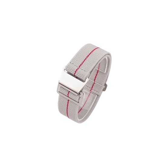 ZIYIWANG Das elastische Nylonband ist mit Bandanstößen von 18 mm, 20 und 22 kompatibel. Stoffband ein Retro-Band, das sowohl for Männer als auch for Frauen geeignet(Grey Red,18MM_BLACK BUCKLE) von ZIYIWANG