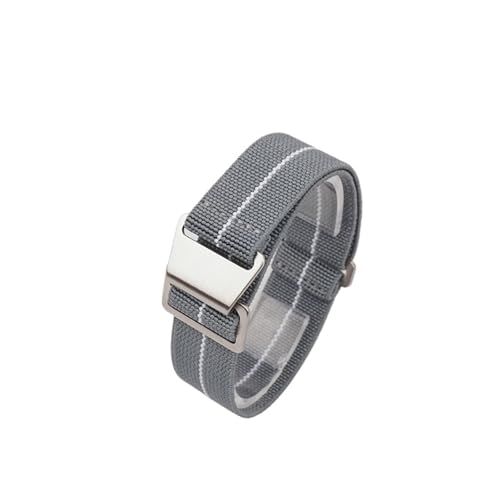 ZIYIWANG Das elastische Nylonband ist mit Bandanstößen von 18 mm, 20 und 22 kompatibel. Stoffband ein Retro-Band, das sowohl for Männer als auch for Frauen geeignet(Grey White,22MM_STEEL BUCKLE) von ZIYIWANG