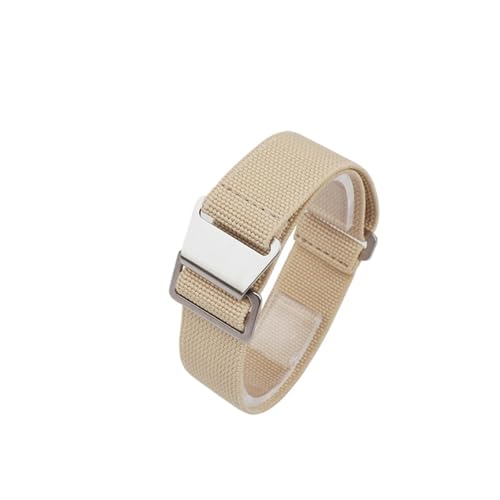 ZIYIWANG Das elastische Nylonband ist mit Bandanstößen von 18 mm, 20 und 22 kompatibel. Stoffband ein Retro-Band, das sowohl for Männer als auch for Frauen geeignet(Khaki,22MM_STEEL BUCKLE) von ZIYIWANG