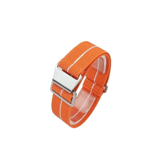 ZIYIWANG Das elastische Nylonband ist mit Bandanstößen von 18 mm, 20 und 22 kompatibel. Stoffband ein Retro-Band, das sowohl for Männer als auch for Frauen geeignet(Orange white,18MM_BLACK BUCKLE) von ZIYIWANG