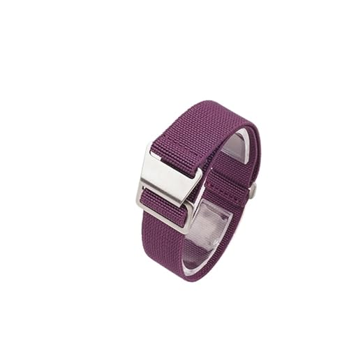 ZIYIWANG Das elastische Nylonband ist mit Bandanstößen von 18 mm, 20 und 22 kompatibel. Stoffband ein Retro-Band, das sowohl for Männer als auch for Frauen geeignet(Purple,20MM_STEEL BUCKLE) von ZIYIWANG