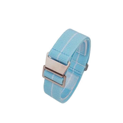 ZIYIWANG Das elastische Nylonband ist mit Bandanstößen von 18 mm, 20 und 22 kompatibel. Stoffband ein Retro-Band, das sowohl for Männer als auch for Frauen geeignet(Sky blue White,20MM_BLACK BUCKLE) von ZIYIWANG