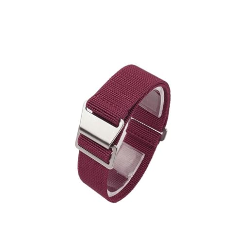 ZIYIWANG Das elastische Nylonband ist mit Bandanstößen von 18 mm, 20 und 22 kompatibel. Stoffband ein Retro-Band, das sowohl for Männer als auch for Frauen geeignet(Wine Red,22MM_STEEL BUCKLE) von ZIYIWANG