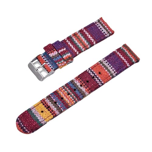 ZIYIWANG Kompatibel mit 20 mm und 22 breiten, mehrfarbigen Nylonbändern im Ethno-Stil Schnellverschluss-Canvas-Bändern. Uhren verschiedener Marken(Color 6,20mm) von ZIYIWANG