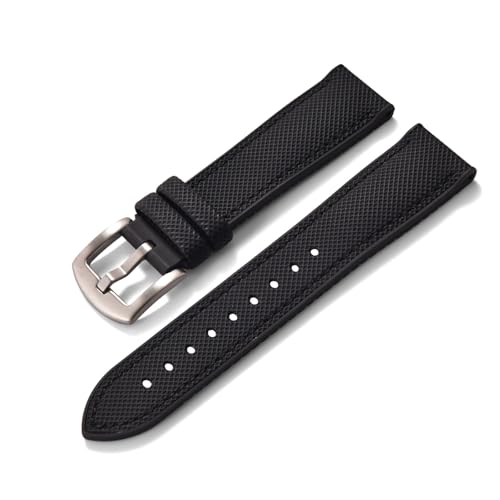 ZIYIWANG Kompatibel mit Bandanstoßbreiten von 20 mm, 22 und 24 Das zweiteilige Schnellverschlussarmband aus Fluorkautschukleder ist Uhren verschiedener Marken kompatibel(All Black 1,20mm) von ZIYIWANG