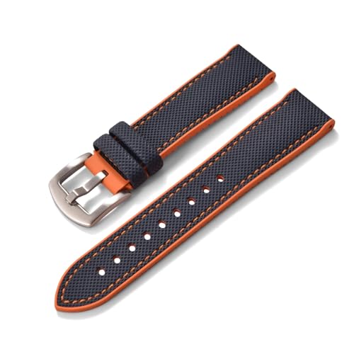 ZIYIWANG Kompatibel mit Bandanstoßbreiten von 20 mm, 22 und 24 Das zweiteilige Schnellverschlussarmband aus Fluorkautschukleder ist Uhren verschiedener Marken kompatibel(Blue Orange 1,22mm) von ZIYIWANG