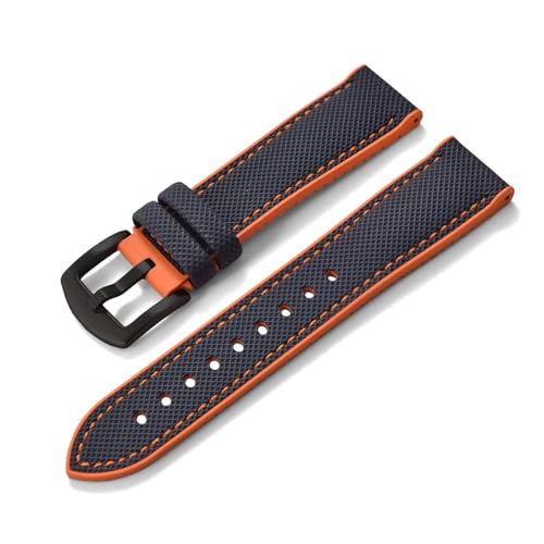 ZIYIWANG Kompatibel mit Bandanstoßbreiten von 20 mm, 22 und 24 Das zweiteilige Schnellverschlussarmband aus Fluorkautschukleder ist Uhren verschiedener Marken kompatibel(Blue Orange 2,20mm) von ZIYIWANG