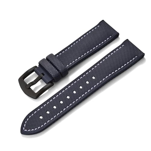 ZIYIWANG Kompatibel mit Bandanstoßbreiten von 20 mm, 22 und 24 Das zweiteilige Schnellverschlussarmband aus Fluorkautschukleder ist Uhren verschiedener Marken kompatibel(Blue White Line 2,20mm) von ZIYIWANG