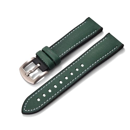 ZIYIWANG Kompatibel mit Bandanstoßbreiten von 20 mm, 22 und 24 Das zweiteilige Schnellverschlussarmband aus Fluorkautschukleder ist Uhren verschiedener Marken kompatibel(Green Black 1,20mm) von ZIYIWANG