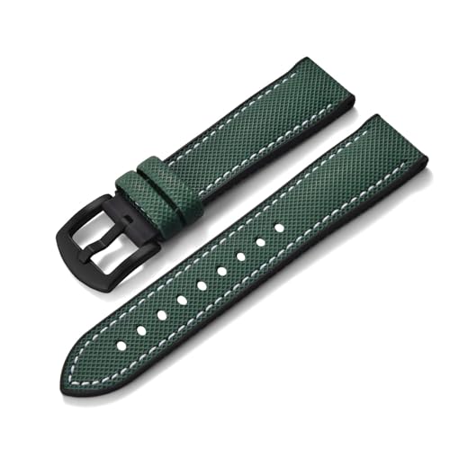 ZIYIWANG Kompatibel mit Bandanstoßbreiten von 20 mm, 22 und 24 Das zweiteilige Schnellverschlussarmband aus Fluorkautschukleder ist Uhren verschiedener Marken kompatibel(Green Black 2,22mm) von ZIYIWANG