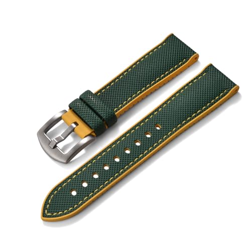 ZIYIWANG Kompatibel mit Bandanstoßbreiten von 20 mm, 22 und 24 Das zweiteilige Schnellverschlussarmband aus Fluorkautschukleder ist Uhren verschiedener Marken kompatibel(Green Yellow 1,20mm) von ZIYIWANG