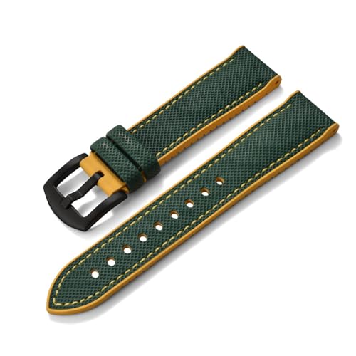 ZIYIWANG Kompatibel mit Bandanstoßbreiten von 20 mm, 22 und 24 Das zweiteilige Schnellverschlussarmband aus Fluorkautschukleder ist Uhren verschiedener Marken kompatibel(Green Yellow 2,24mm) von ZIYIWANG