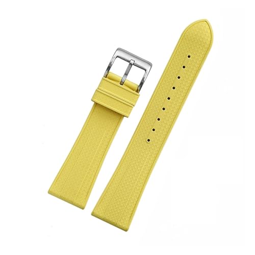 ZIYIWANG Kompatibel mit Kautschukbändern mit Ösen von 20 mm bis 22 mm Breite. Schnellverschluss und Austausch von Kautschukbändern for Männer und Frauen. Dornschließe aus Edelstahl.(Yellow,22mm) von ZIYIWANG