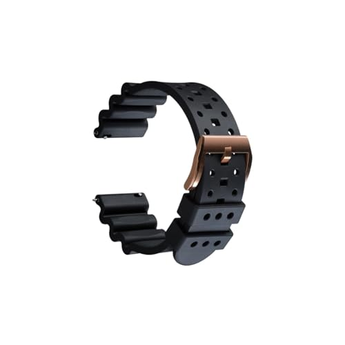 ZIYIWANG Kompatibel mit Ohrbreiten von 20 mm, 22 und 24 Gummiband. Schnellverschluss-Ohrmechanismus. Wasserabweisend schweißfest. Weiches Silikonband(Black RG,20mm) von ZIYIWANG