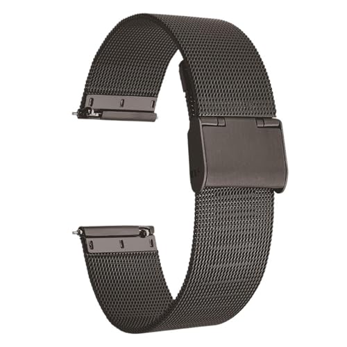 ZIYIWANG Kompatibel mit Uhrenarmbändern der Breite 20 mm und 22 Schwarzes Uhrenarmband aus Milanaisestahl. Edelstahl Schnellverschluss. Uhrenkette Metallgeflecht(20mm) von ZIYIWANG