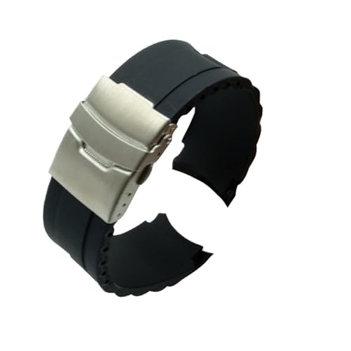 ZIYIWANG Kompatibel mit Uhrenarmbändern in den Breiten 16 mm, 20, 22 und 24 Schwarzes, wasserdichtes Uhrenarmband aus Silikon bogenförmigem Ende. Gummi, geeignet for verschiedene Uhrenstile(24mm) von ZIYIWANG