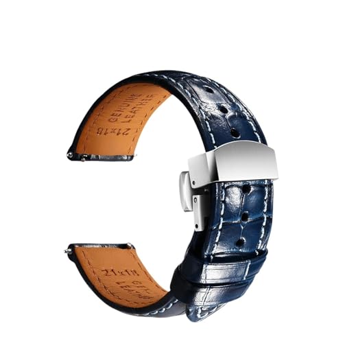ZIYIWANG Lederarmband kompatibel mit verschiedenen Uhrenanstoßbreiten von 20 mm, 21 und 22 Schnellverschlussarmband automatischen mechanischen Herrenuhren(HD BlueB S,22mm) von ZIYIWANG