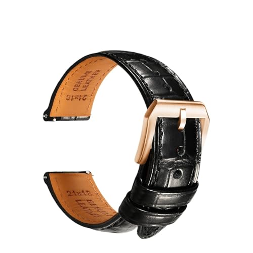 ZIYIWANG Lederarmband kompatibel mit verschiedenen Uhrenanstoßbreiten von 20 mm, 21 und 22 Schnellverschlussarmband automatischen mechanischen Herrenuhren(PB BlackB RG,21mm) von ZIYIWANG