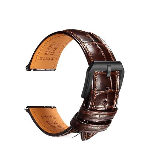 ZIYIWANG Lederarmband kompatibel mit verschiedenen Uhrenanstoßbreiten von 20 mm, 21 und 22 Schnellverschlussarmband automatischen mechanischen Herrenuhren(PB DarkBrownB B,21mm) von ZIYIWANG