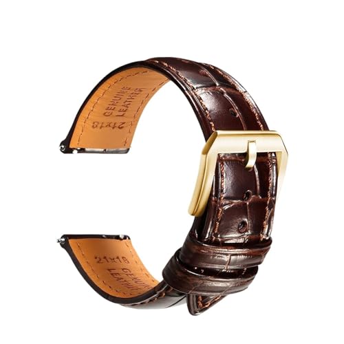 ZIYIWANG Lederarmband kompatibel mit verschiedenen Uhrenanstoßbreiten von 20 mm, 21 und 22 Schnellverschlussarmband automatischen mechanischen Herrenuhren(PB DarkBrownB G,21mm) von ZIYIWANG