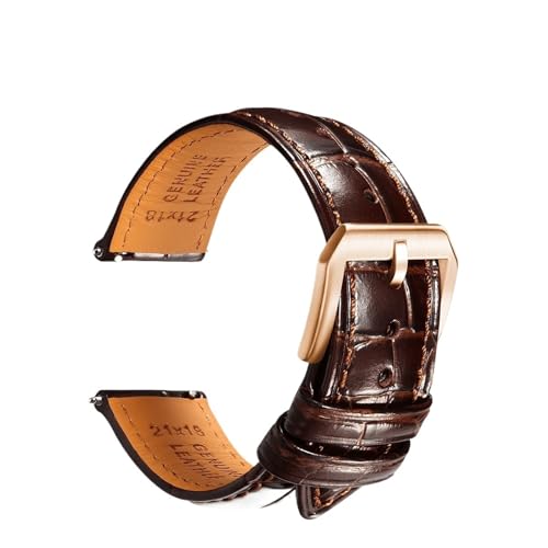 ZIYIWANG Lederarmband kompatibel mit verschiedenen Uhrenanstoßbreiten von 20 mm, 21 und 22 Schnellverschlussarmband automatischen mechanischen Herrenuhren(PB DarkBrownB RG,22mm) von ZIYIWANG