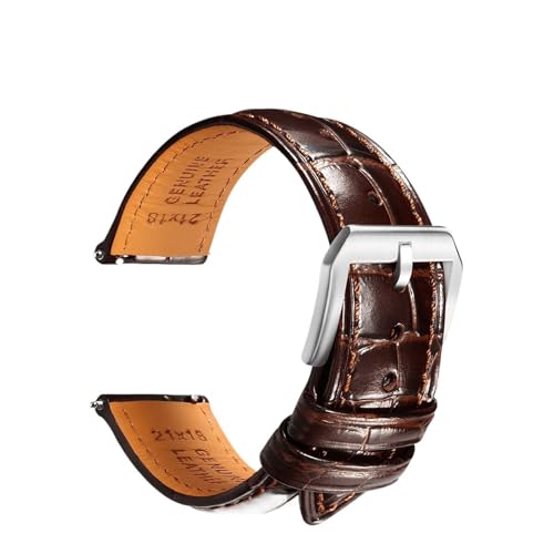 ZIYIWANG Lederarmband kompatibel mit verschiedenen Uhrenanstoßbreiten von 20 mm, 21 und 22 Schnellverschlussarmband automatischen mechanischen Herrenuhren(PB DarkBrownB S,21mm) von ZIYIWANG