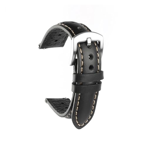 ZIYIWANG Lederbänder 18mm 19mm 20mm 22mm Retro Armband Zubehör Schnellverschluss Männer Wechselbänder(Black,19mm) von ZIYIWANG
