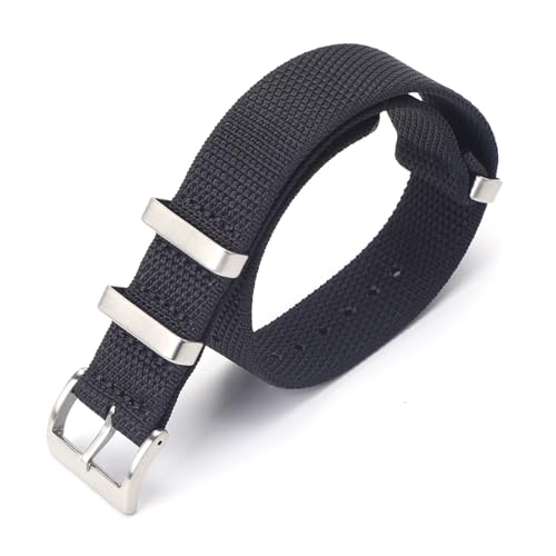 ZIYIWANG Nylonbänder 20 mm 22 mm Strapazierfähige Stoffbänder mit Edelstahlschnallen Sportliche Herren- und Damenbänder(Black,20mm) von ZIYIWANG