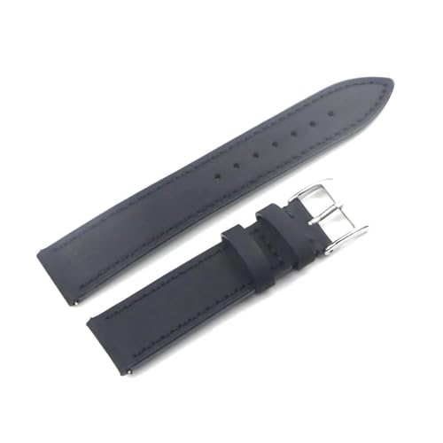 ZIYIWANG Retro-Riemen aus weichem Rindsleder mit 18 mm, 19 mm, 20 mm und 22 mm Schnalle in Silber, Schwarz und Gold sind mit Herren kompatibel(Black silver buckle,18mm) von ZIYIWANG