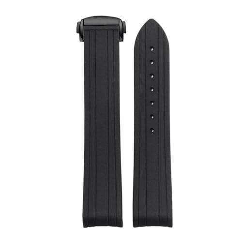 ZIYIWANG Uhrenarmband mit bogenförmiger Gummi-Faltschließe, 20 mm, Taucherstil, Herren-Uhrenarmband, Schnellverschluss(Black black buckle) von ZIYIWANG