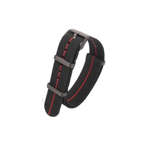 ZIYIWANG Waschbare, elastische Nylon-Uhrenarmbänder sind mit Bandanstoßbreiten von 18 mm, 20 und 22 kompatibel. Wasserdichte Outdoor-Uhrenarmbänder Unisex-Retro-Armbänder(Black Red-Black,20mm) von ZIYIWANG