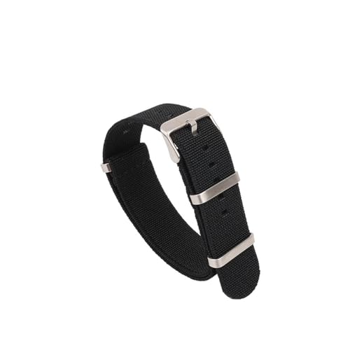 ZIYIWANG Waschbare, elastische Nylon-Uhrenarmbänder sind mit Bandanstoßbreiten von 18 mm, 20 und 22 kompatibel. Wasserdichte Outdoor-Uhrenarmbänder Unisex-Retro-Armbänder(Black-Steel,18mm) von ZIYIWANG
