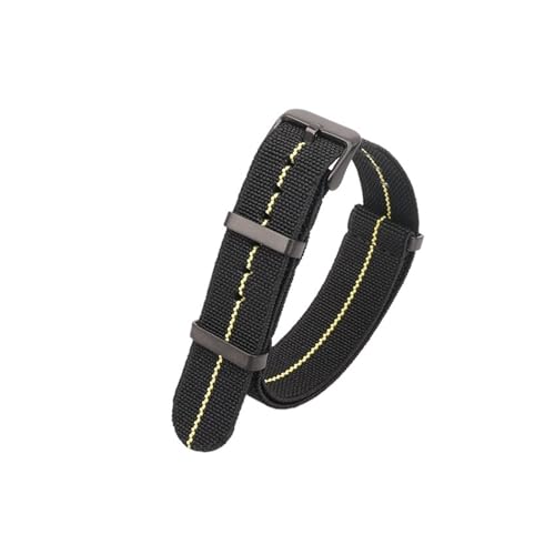 ZIYIWANG Waschbare, elastische Nylon-Uhrenarmbänder sind mit Bandanstoßbreiten von 18 mm, 20 und 22 kompatibel. Wasserdichte Outdoor-Uhrenarmbänder Unisex-Retro-Armbänder(Black Yellow-Black,20mm) von ZIYIWANG