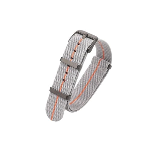 ZIYIWANG Waschbare, elastische Nylon-Uhrenarmbänder sind mit Bandanstoßbreiten von 18 mm, 20 und 22 kompatibel. Wasserdichte Outdoor-Uhrenarmbänder Unisex-Retro-Armbänder(L Grey Orange-Black,20mm) von ZIYIWANG