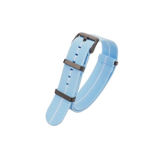 ZIYIWANG Waschbare, elastische Nylon-Uhrenarmbänder sind mit Bandanstoßbreiten von 18 mm, 20 und 22 kompatibel. Wasserdichte Outdoor-Uhrenarmbänder Unisex-Retro-Armbänder(Sky Blue white-Black,20mm) von ZIYIWANG