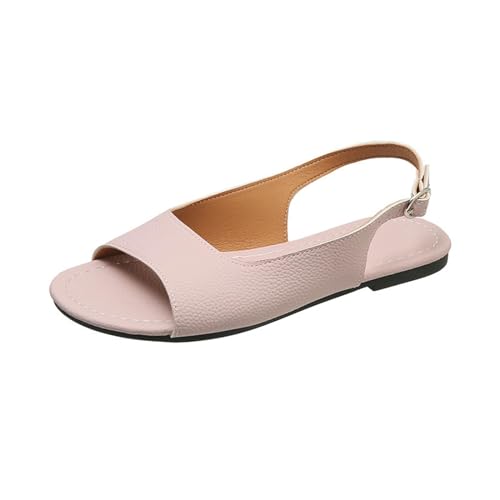 ZIZENG Damen Offene Zehen Flat Sandalen Sandalen im Griechischen Stil Verstellbare mit Schnallenriemen Sommerschuhe Täglichen Gebrauch Geeignet Sind,Rosa,38 von ZIZENG