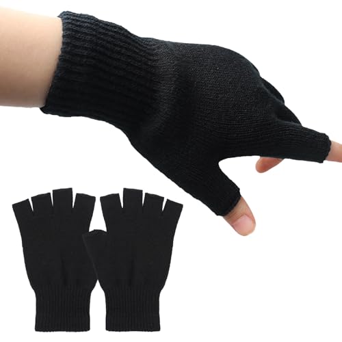 Fingerlose Handschuhe Herren,Handschuhe Damen Fingerlos,Handschuhe Ohne Finger,Handschuhe Fingerlos,Handschuhe Ohne Fingerkuppen,Fingerless Gloves,Fingerhandschuhe Herren und Damen (Schwarz) von ZJCANGLIU