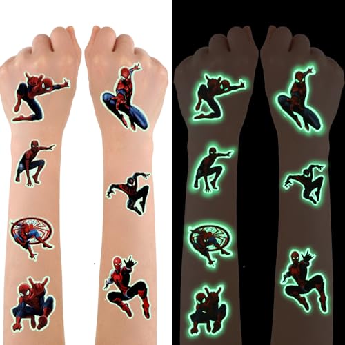 Tattoos (YW-9) Kinder Leucht Spiderman Set - 12 Blätter Wasserdicht für Mädchen Jungen - Geburtstagsgeschenke Kindergeburtstag von ZJDABEKZH