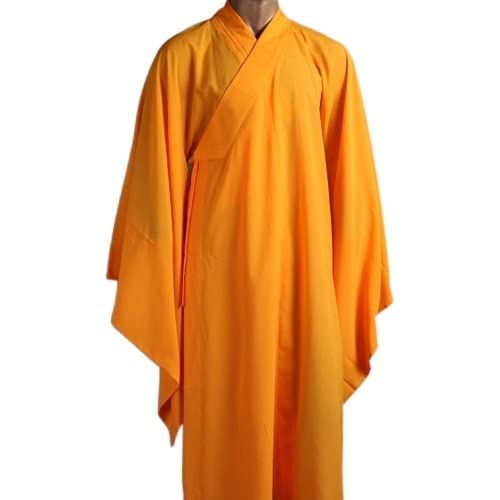 Buddhistische Kleidung Robe Meditation Langer Mantel Mönch Kleidung Shaolin Mönch Kung Fu Anzüge Meditation Uniformen Buddhistische Zen Lay Robe (Farbe: Gelb, Größe: M) von ZJDYDY