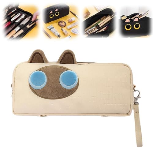 ZJHESXV Federmäppchen mit großer Kapazität, 2024 Neu 3D-Katzen-Bleistifttasche, Fall-Multi-Funktions-Schreibwaren mit für Büro Hochschule Schule Teenager Mädchen Geschenk Tan von ZJHESXV