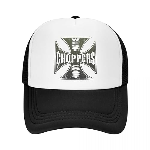 Baseballkappe aus Reiner Baumwolle für Atmungsaktivität Mode West Coast Iron Cross Choppers Trucker Hut Männer Frauen Custom Adjustable Adult Baseball Cap Hip Hop Geschenk von ZJHSDJJ