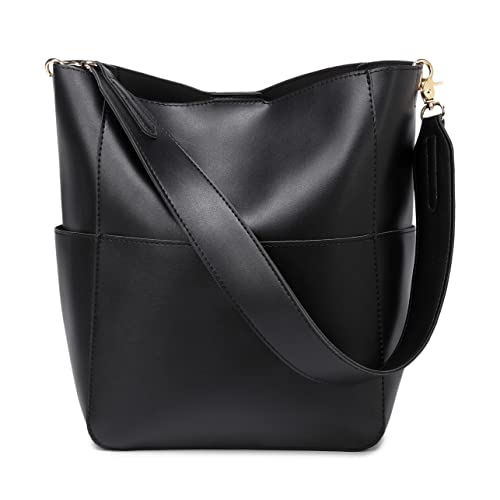 ZJIMLIN Damen Handtasche Designer Veganes Leder Hobo-Handtaschen Schultereimer Crossbody Geldbörse, schwarz von ZJIMLIN