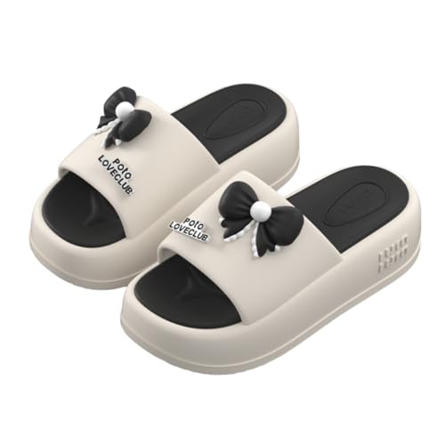 ZJMSZDE Duschpantoffeln Für Damen Dick-Soled-Bogenknotenhöhenhöhe In Dick-Soled-Knoten, Sommerhaus Und Atmungsaktive Damenschuhe Im Freien-Schwarz-40-41 von ZJMSZDE