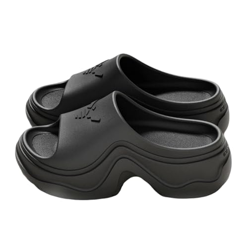 ZJMSZDE Duschpantoffeln Für Damen Eva-Hausschuhe Mit Dicker Locker Für Den Außengebrauch, Freizeitbad, Heimgebrauch, Frauenschuhe-Schwarz-39-40 von ZJMSZDE