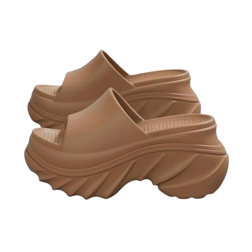 ZJMSZDE Duschpantoffeln Für Damen High Heel Pantoffeln Für Frauen Sommer Zu Hause Zu Fuß Scheiße Fühlen Sandalen Nicht Rutschernde Strandsandalen Im Freien-Kaffeefarbe-36/37 von ZJMSZDE