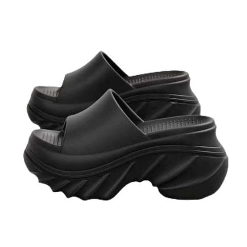 ZJMSZDE Duschpantoffeln Für Damen High Heel Pantoffeln Für Frauen Sommer Zu Hause Zu Fuß Scheiße Fühlen Sandalen Nicht Rutschernde Strandsandalen Im Freien-Schwarz-36/37 von ZJMSZDE