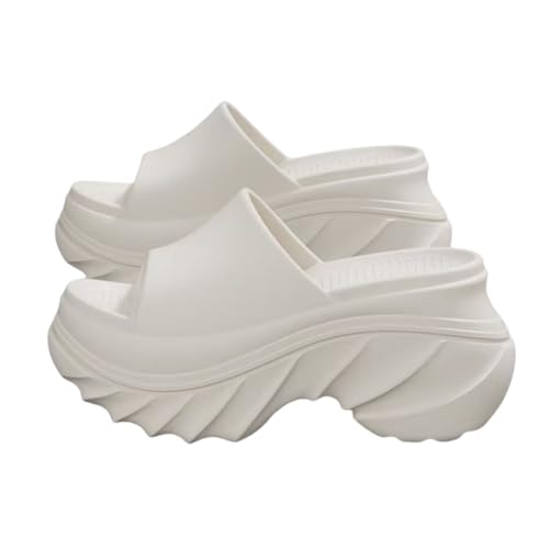 ZJMSZDE Duschpantoffeln Für Damen High Heel Pantoffeln Für Frauen Sommer Zu Hause Zu Fuß Scheiße Fühlen Sandalen Nicht Rutschernde Strandsandalen Im Freien-Weiß-38/39 von ZJMSZDE