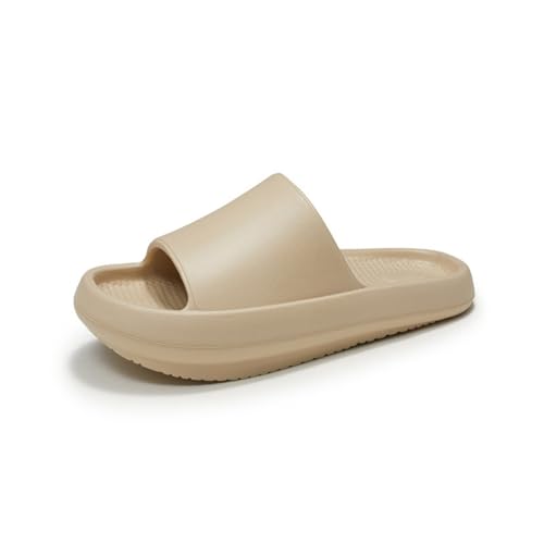ZJMSZDE Duschpantoffeln Für Damen Hoch Vordere Und Niedrigrücken Dicke Untere Absätze Sandalen Sommer Im Innenhaus Nicht-Schlupf-Paar Schuhe-Milchtee-39-40 von ZJMSZDE