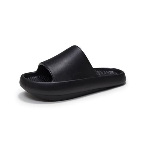 ZJMSZDE Duschpantoffeln Für Damen Hoch Vordere Und Niedrigrücken Dicke Untere Absätze Sandalen Sommer Im Innenhaus Nicht-Schlupf-Paar Schuhe-Schwarz-39-40 von ZJMSZDE